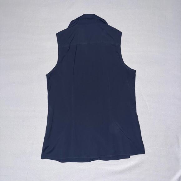 Navy Sleeveless Coldwater Creek Blouse - Picture 2 of 9